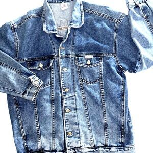 Vintage 90's Boxy Denim Trucker Jacket Sanccory Jeans XL Y2K GRUNGE